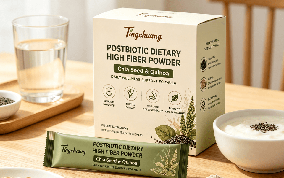 Chia Seed Quinoa Postbiotic Fiber Powder for Gut Health, Digestive Wellness, Daily Nutrition and Healthy Lifestyle Support