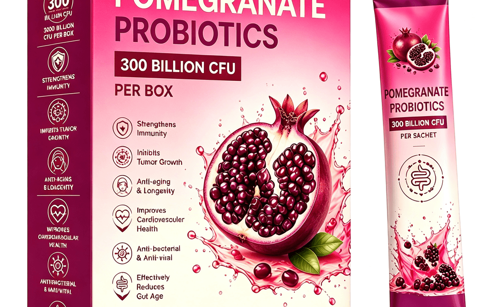 Pomegranate Probiotic Supplements with 300 Billion CFU for Gut Health, Immune Support, Antioxidant Wellness and Healthy Aging