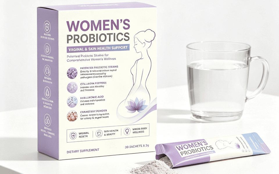 Women’s Vaginal Probiotics with Collagen Peptides, Hyaluronic Acid and Cranberry for Women’s Wellness, Skin Health and Gut Health Support