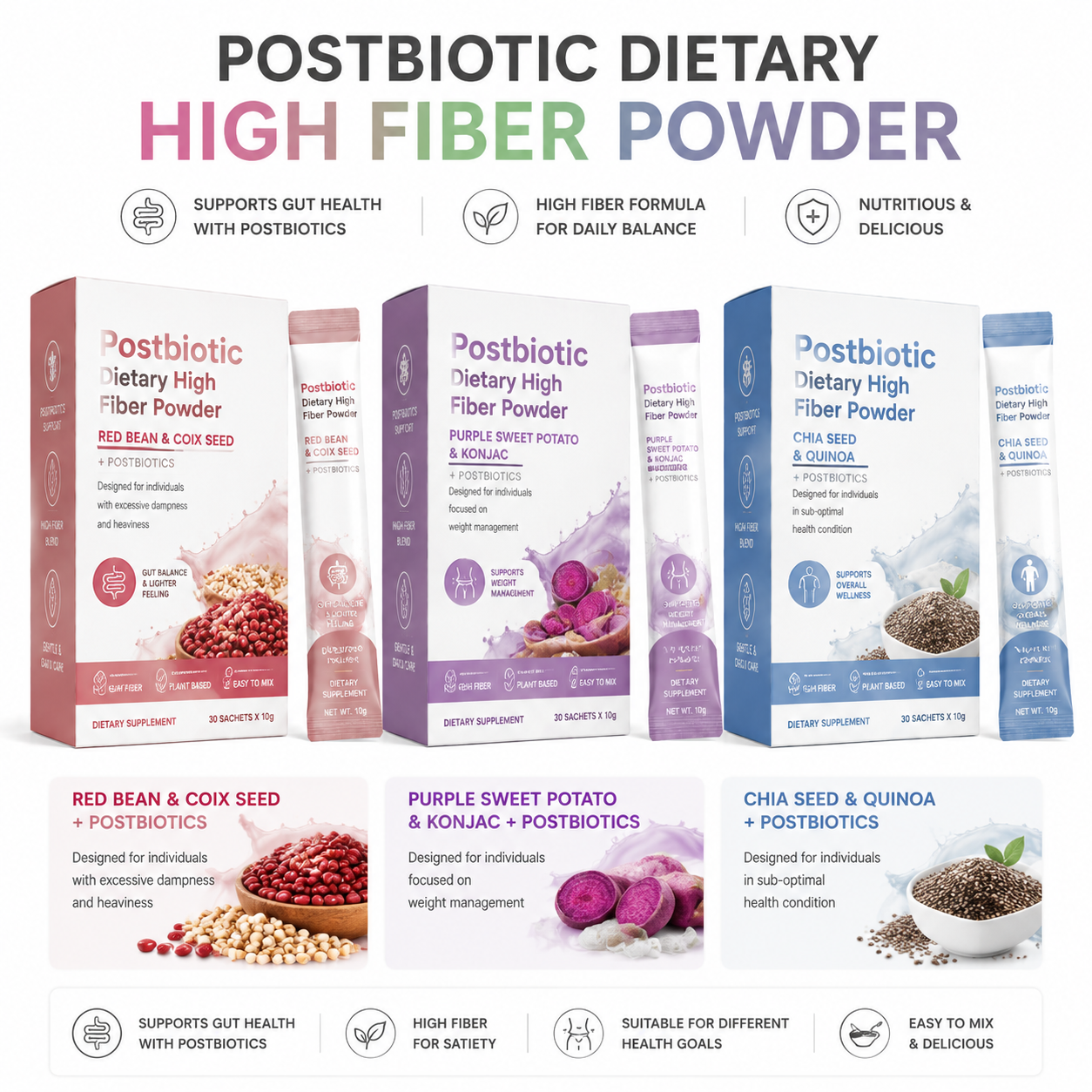 Postbiotic High-Fiber Powder Series